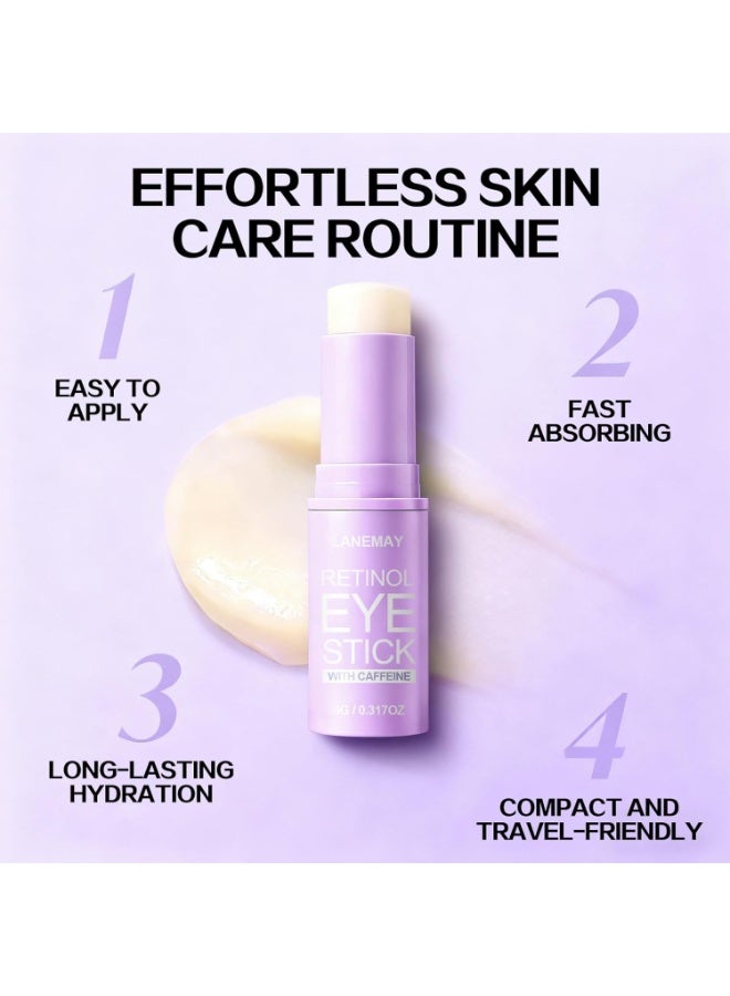 LANEMAY Retinol & Caffeine Eye Cream Stick for Dark Circles & Puffiness - Peptides & Avocado Oil - Reduce Eye Bags & Brighten Skin - Portable Undereye Treatment 9g - Image 5